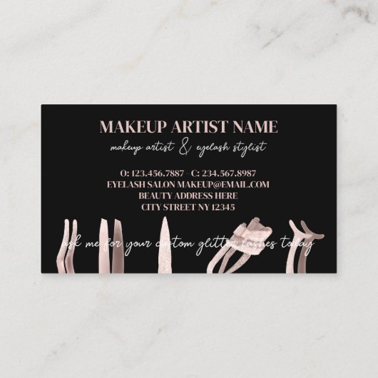 Black Blush Pink Eyelash Curl Makeup tools loyalit Visitekaartje (Achterkant)