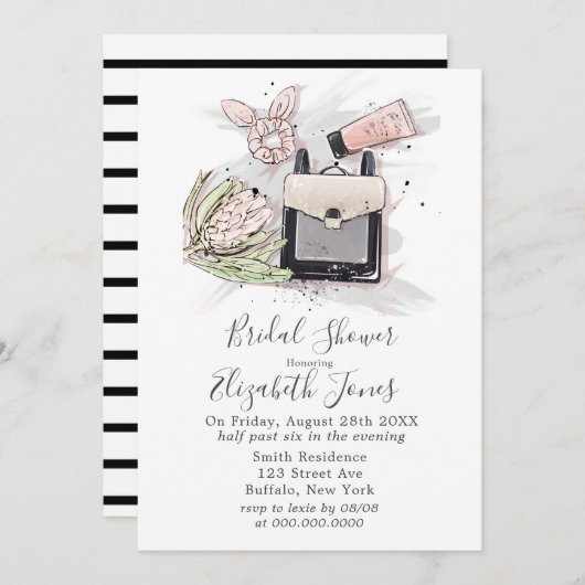 Black Blush Pink Franse Mode Vrijgezellenfeest Kaart (Voorkant / Achterkant)