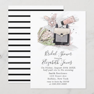 Black Blush Pink Franse Mode Vrijgezellenfeest Kaart