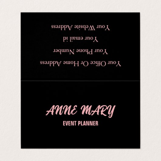 Black Blush Pink Girly Cute Custom Classy Modern Visitekaartje (Buitenkant ongevouwen)