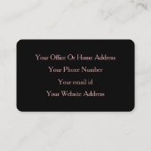 Black Blush Pink Girly Cute Custom Classy Stijlvol Visitekaartje (Achterkant)