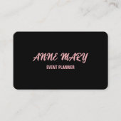 Black Blush Pink Girly Cute Custom Classy Stijlvol Visitekaartje (Voorkant)