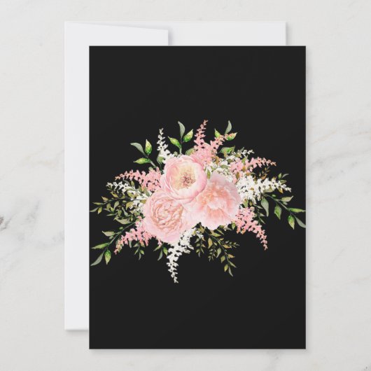 Black Blush Pink Gold Floral Brunch en Bubble Kaart (Achterkant)