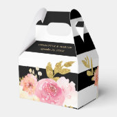 Black Blush Pink Gold Waterverf Floral Wedding Bedankdoosjes (Achterkant)