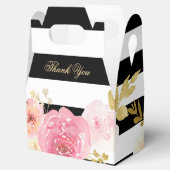 Black Blush Pink Gold Waterverf Floral Wedding Bedankdoosjes (Geopend)