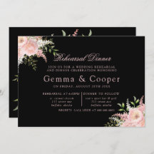 Black Blush Pink Painted Florals repetitief Dinner