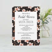 Black Blush Pink Rose Gold Floral Vrijgezellenfees Kaart (Staand voorkant)