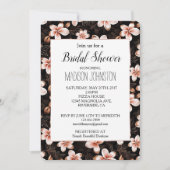 Black Blush Pink Rose Gold Floral Vrijgezellenfees Kaart (Voorkant)