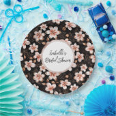 Black Blush Pink Rose Gold Floral Vrijgezellenfees Papieren Bordje (Feest)