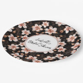 Black Blush Pink Rose Gold Floral Vrijgezellenfees Papieren Bordje (Gekanteld)