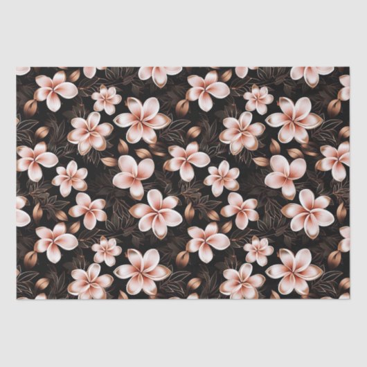 Black Blush Pink Rose Gold Floral Vrijgezellenfees Tissuepapier (Voorkant)