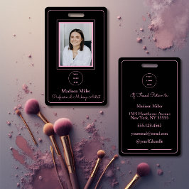 Black Blush Pink Typography Logo Photo Makeup Badge