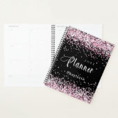 Black blush roze glitter name afspraak 2023 planner (Display)