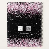 Black blush roze glitter name afspraak 2023 planner (Achterkant)