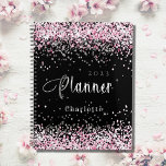 Black blush roze glitter name afspraak 2023 planner<br><div class="desc">Zwarte achtergrond. Blush roze faux glitterstof. Personaliseer en voeg een jaar en een naam toe. Witte letters.</div>