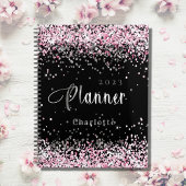 Black blush roze glitter name afspraak 2023 planner