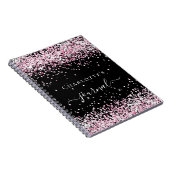 Black blush roze glitter name script journal notitieboek (Rechterzijde)