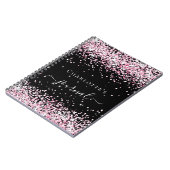 Black blush roze glitter name script journal notitieboek (Linkerzijde)