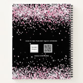 Black blush roze glitter name script journal notitieboek (Achterkant)