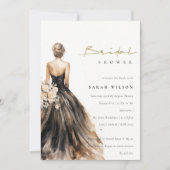 Black Blush Waterverf Trouwjurk Vrijgezellenfeest Kaart (Voorkant)