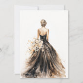 Black Blush Waterverf Trouwjurk Vrijgezellenfeest Kaart (Achterkant)