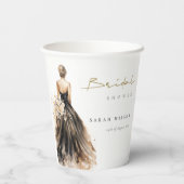 Black Blush Waterverf Trouwjurk Vrijgezellenfeest Papieren Bekers (Achterkant)