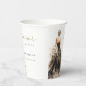 Black Blush Waterverf Trouwjurk Vrijgezellenfeest Papieren Bekers (Rechts)