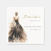 Black Blush Waterverf Trouwjurk Vrijgezellenfeest Servet (Voorkant)