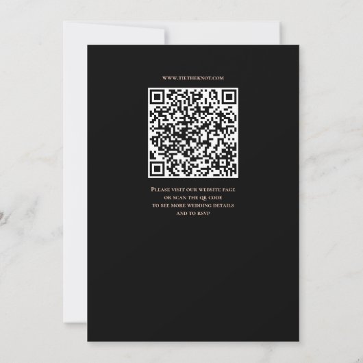 Black Blush Wedding Invitation QR-code Kaart (Achterkant)