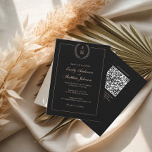 Black Blush Wedding Invitation QR-code