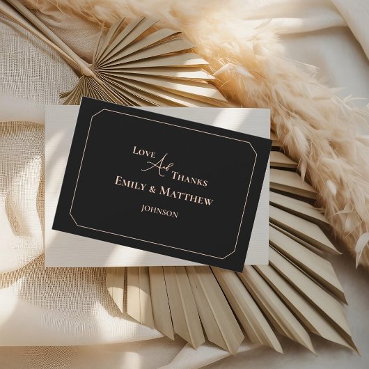Black Blush Wedding Thank You Card With QR Code