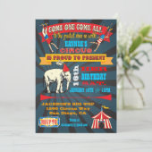 Black Board Verjaardag Circus Party Uitnodigingen (Staand voorkant)