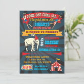 Black Board Verjaardag Circus Party Uitnodigingen (Staand voorkant)