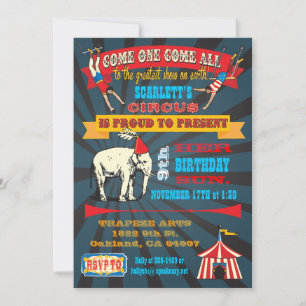 Black Board Verjaardag Circus Party Uitnodigingen
