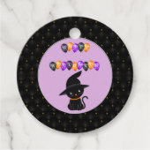 Black Boarder Black Cat Happy Halloween-ballonnen Bedankjes Labels (Voorkant)