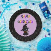 Black Boarder Black Cat Happy Halloween-ballonnen Papieren Bordje (Feest)