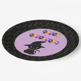Black Boarder Black Cat Happy Halloween-ballonnen Papieren Bordje