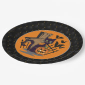 Black Boarder Black Cat Tombstone Bats Halloween Papieren Bordje (Gekanteld)