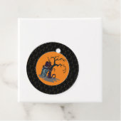 Black Boarder Black Cats Tombstone Tree Halloween Bedankjes Labels (In situ)