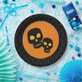 Black Boarder Black Skulls Halloween Papieren Bordje (Feest)