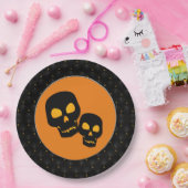 Black Boarder Black Skulls Halloween Papieren Bordje (Feest)