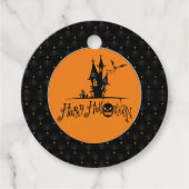 Black Boarder Gelukkig Halloween Haunted House Bedankjes Labels (Voorkant)