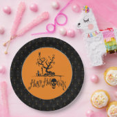 Black Boarder Happy Halloween Grave Yard Papieren Bordje (Feest)