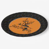 Black Boarder Happy Halloween Grave Yard Papieren Bordje (Gekanteld)