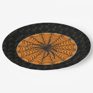 Black Boarder Spider Web Black Spider Halloween Papieren Bordje