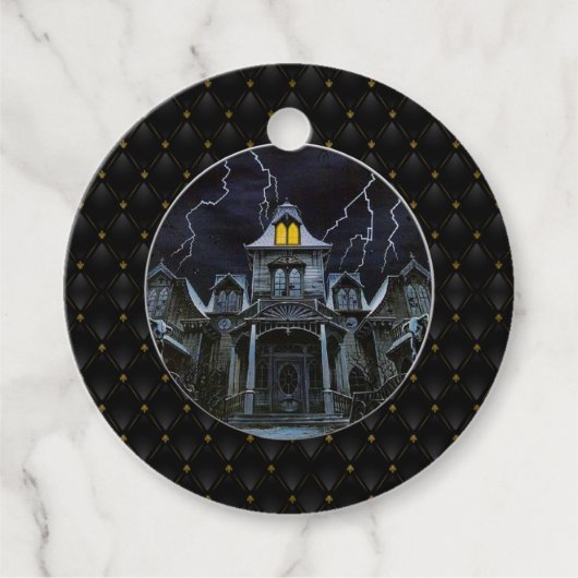 Black Boarder spookhuis Halloween Bedankjes Labels (Voorkant)