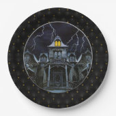 Black Boarder spookhuis Halloween Papieren Bordje (Voorkant)