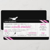 Black Boarding Pass Bridal Shower Uitnodiging (Voorkant / Achterkant)