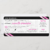 Black Boarding Pass Bridal Shower Uitnodiging (Voorkant)