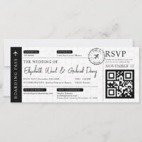 Black Boarding Pass Reisbestemming Bruiloft